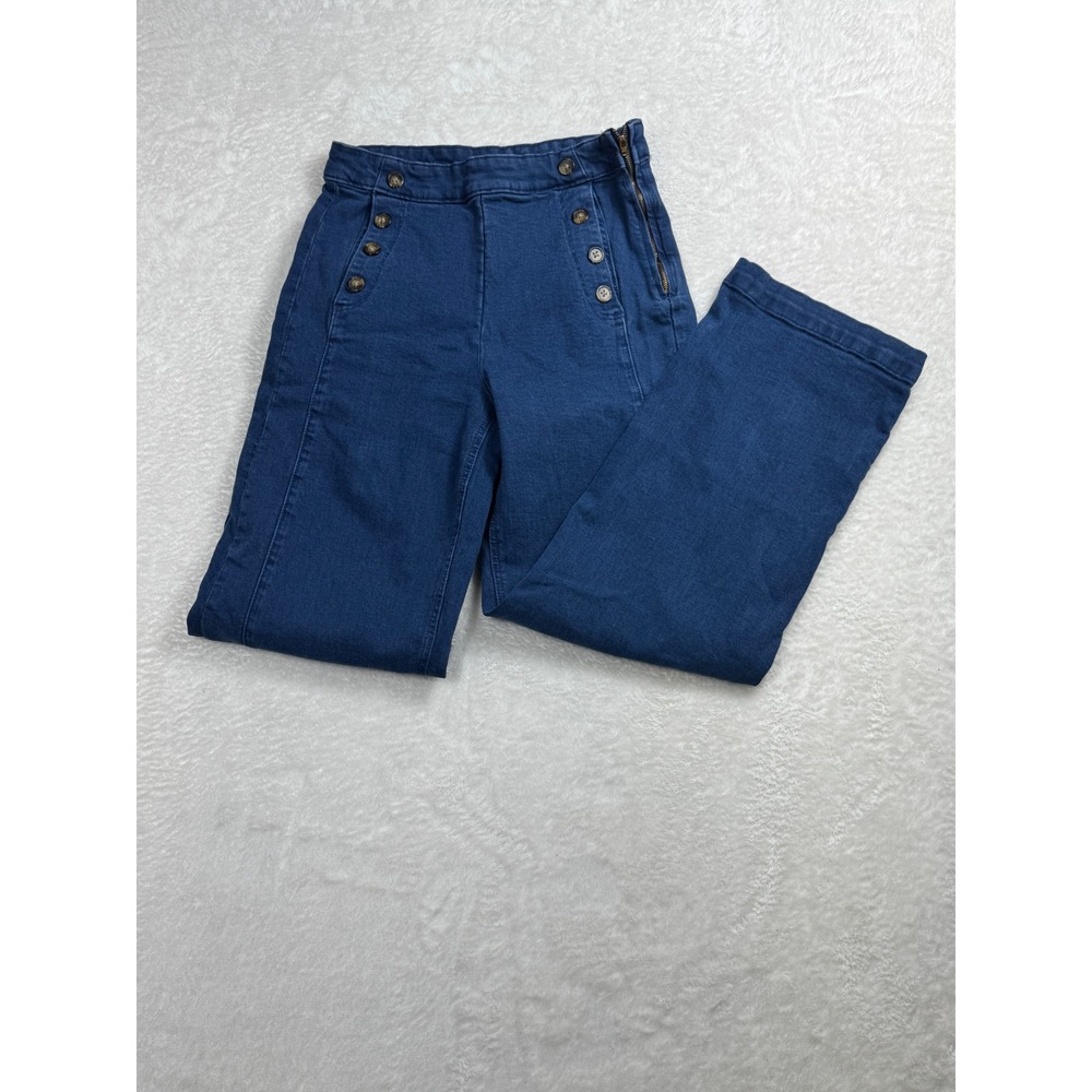 Old Navy Womens 6 Extra High-Rise Sky-Hi Wide Leg Jeans Sailor Jeans Side Zipper